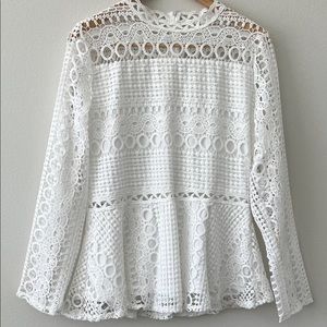 Long Sleeve Lace Peplum Blouse